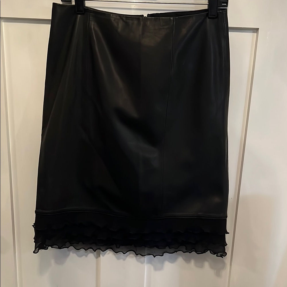 Lillie Rubin 90s Vintage Black Leather Mini Skirt